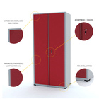 Armário De Aço Multiuso 162x75x40 Pandin Ap408mu - Cinza/verm