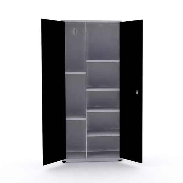 Armário De Aço Multiuso 200x90x40 Pandin Ap402mu - Cinza/preto