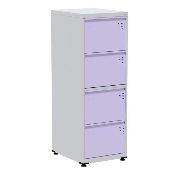 Armário De Arquivo De Aço Pandin 4 Gavetas Gavetas Cinza/lilás