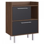 Armário De Banheiro 2 Portas 1 Nicho Preto/madeirado Gab1007