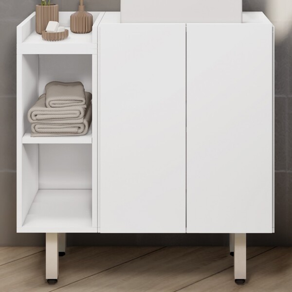Armário De Banheiro 2 Portas 2 Prateleiras Branco Gab1015 - E