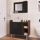 Armário De Banheiro 3 Portas 1 Gaveta Com Espelho Preto/madei