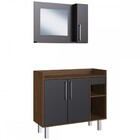 Armário De Banheiro 3 Portas 1 Gaveta Com Espelho Preto/madei