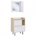 Armário De Banheiro 3 Portas 1 Nicho Com Espelho Branco/creme