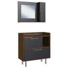 Armário De Banheiro 3 Portas 1 Nicho Com Espelho Preto/madeir