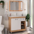 Armário De Banheiro 80 Cm 3 Portas 1 Gaveta Com Cuba Castanho