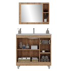 Armário De Banheiro 80 Cm 3 Portas 1 Gaveta Com Cuba Castanho