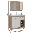 Armário De Banheiro 80 Cm 3 Portas 1 Gaveta Com Cuba Castanho