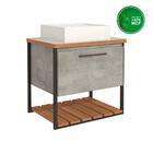 Armário De Banheiro 80 Cm Metalon Caribe Mgm Móveis Cimento