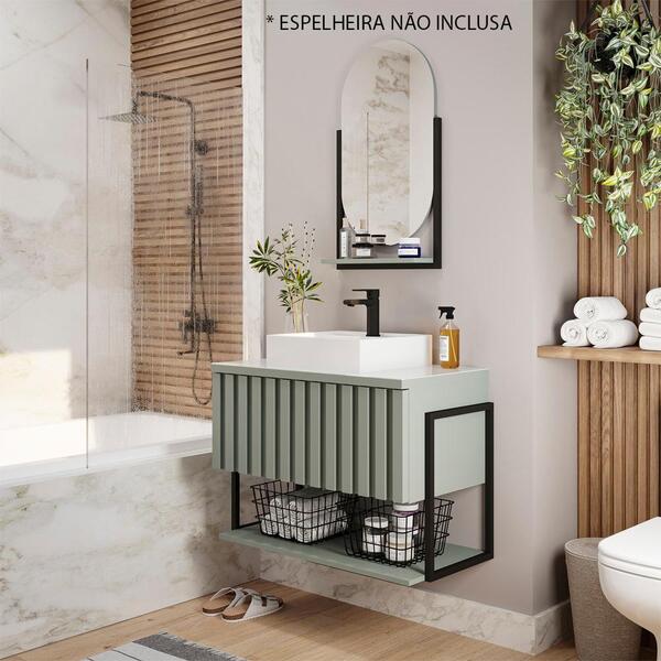 Armário De Banheiro 80 Cm Metalon Havai Mgm Móveis Pistache