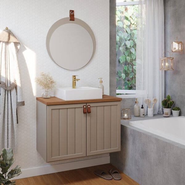 Armário De Banheiro Alure C/ Cuba Cappuccino/freijo Montado M