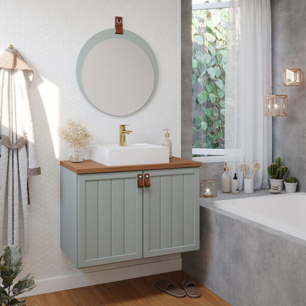 Armário De Banheiro Alure C/ Cuba Pistache/freijo Montado Mdf