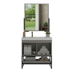 Armário De Banheiro Bahamas 80 Com Espelho Cimento - Belizze