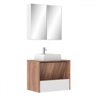 Armário De Banheiro Cairo 2 Portas 1 Gaveta Com Espelho Nogal