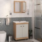 Armário De Banheiro Carvalho 3 Portas Com Espelho Nature - Oz