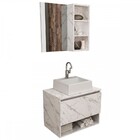 Armário De Banheiro Com Cuba 1 Porta Mármore Branco Bn3623 -