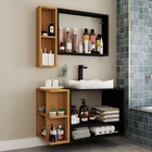 Armário De Banheiro Com Cuba Gravatá 4 Portas Preto Fosco/nat