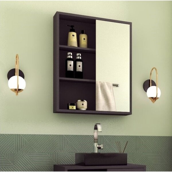 Armário De Banheiro Com Espelho 1 Porta De Correr 2 Preteleir