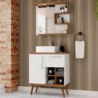 Armário De Banheiro Com Led Veneza 1 Porta 1 Gaveta Nogal/bra