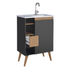 Armário De Banheiro Com Pés Algés Jequitibá Preto