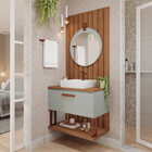 Armário De Banheiro Duna C/ Cuba Pistache/freijo Montado Mdf