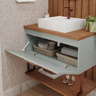 Armário De Banheiro Duna C/ Cuba Pistache/freijo Montado Mdf