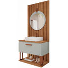 Armário De Banheiro Duna C/ Cuba Pistache/freijo Montado Mdf