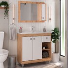 Armário De Banheiro Eugene 3 Portas 1 Gaveta Com Cuba Castanh