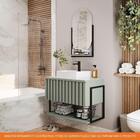 Armário De Banheiro Frise C/ Cuba Pistache Montado Mdf 80cm M