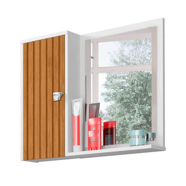 Armário De Banheiro Gênova Branco E Marrom