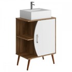 Armário De Banheiro Ghana 1 Porta Nogal/branco - Móveis Bosi