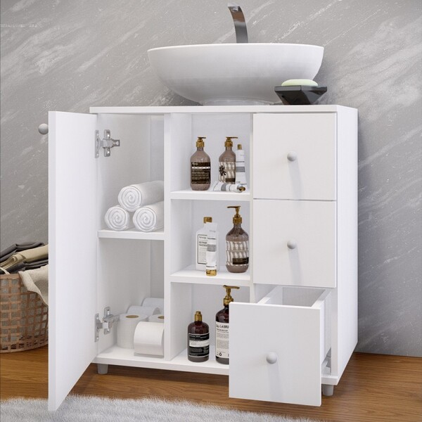 Armário De Banheiro Ibiza 1 Porta 3 Gavetas Branco - Panorama