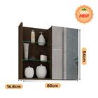 Armário De Banheiro Jasmin Com Espelho 1 Pt Café 80 Cm