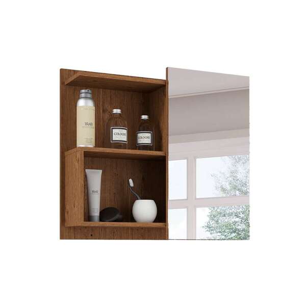 Armário De Banheiro Lis Com Espelho 1 Pt Amêndoa 60 Cm