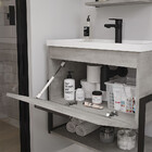 Armário De Banheiro Metalo C/ Lavatório E Espelheira Cimento