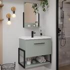 Armário De Banheiro Metalo C/ Lavatório E Espelheira Pistache