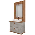 Armário De Banheiro Milano C/ Cuba Cimento/freijo Montado Mdf