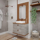 Armário De Banheiro Milano C/ Cuba Cimento/freijo Montado Mdf