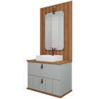 Armário De Banheiro Milano C/ Cuba Pistache/freijo Montado Md