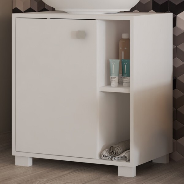 Armário De Banheiro Pequim 1 Porta Branco Fosco - Brv