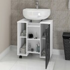 Armário De Banheiro Pequin 1 Porta 5 Prateleiras Branco/nero