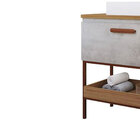 Armário De Banheiro Portinari C/ Cuba Cimento/freijo Montado