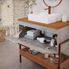 Armário De Banheiro Portinari C/ Cuba Cimento/freijo Montado