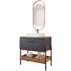 Armário De Banheiro Portinari C/ Cuba Titanium/freijo Montado