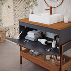 Armário De Banheiro Portinari C/ Cuba Titanium/freijo Montado