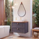 Armário De Banheiro Sense C/ Cuba Titanium/freijo Montado Mdf