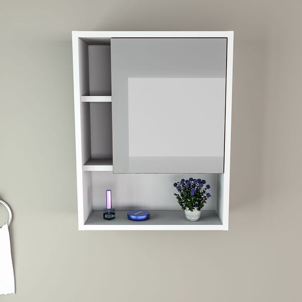 Armário De Banheiro Slim Com Espelho - Branco/castanho