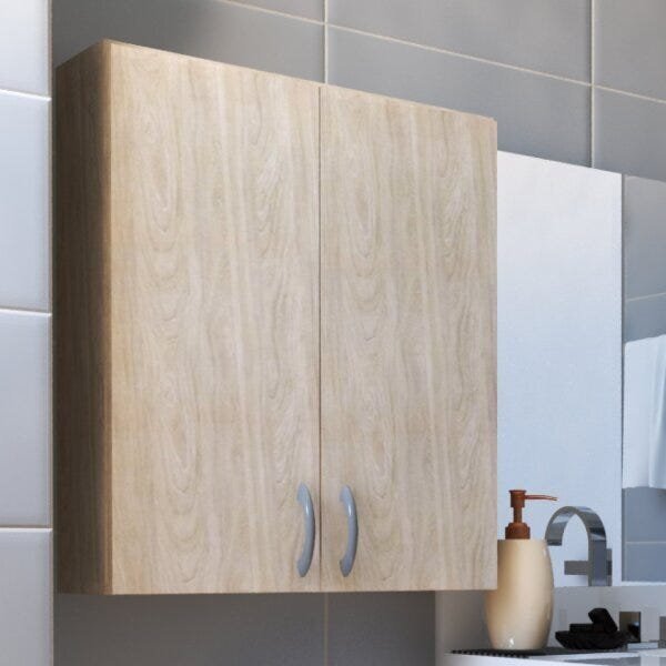 Armário De Banheiro Suspenso 2 Portas Arya  Branco Geneve