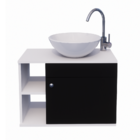 Armário De Banheiro Suspenso Com Cuba e Espelho Preto/Branco