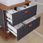 Armário De Banheiro Uni C/ Cuba E Espelheira Titanium/freijo